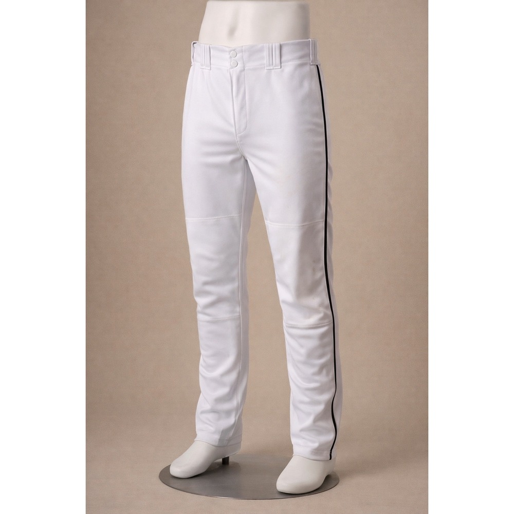 Men's White Baseball Pants with Black Side Stripe